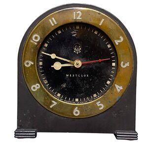 Vintage Art Deco‎ Westclox Silent Knight Electric Alarm Clock Metal Untested